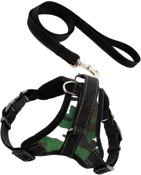 Dog Harness with Handle and Leash Set Pet Training Walking Supplies No-Pull Pet Vest to Prevent Tugging Pulling Choking, Camo