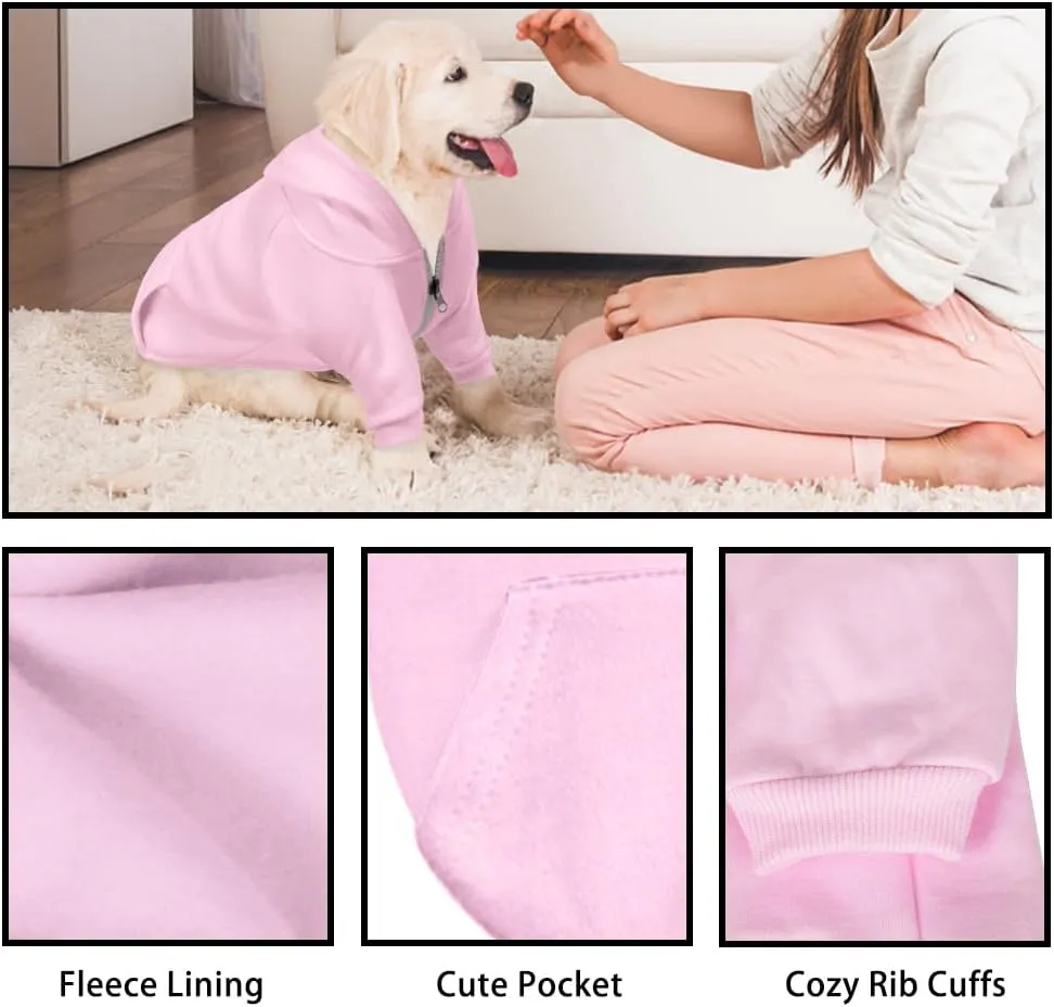Dog Hoodie & Sweatshirt, Warm Fleece Dog & Cat Apparel, Winter Puppy Sweater with Pocket