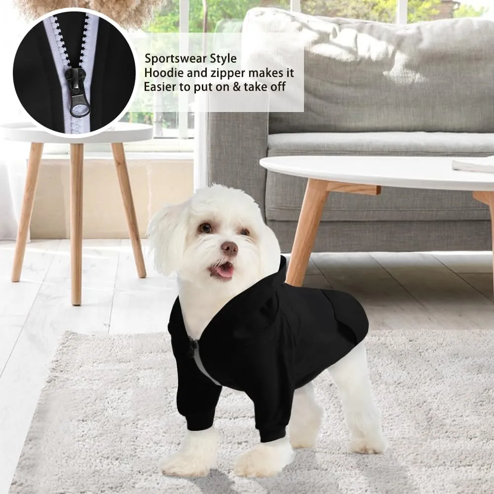 Dog Hoodie Pet Clothes, Soft Dog Sweatshirt, Warm Fleece Dog Hoodies for Small Medium Dogs, Winter Cold Weather Puppy Sweater with Pocket, Hooded Coat Costume Cat Apparel Outfit