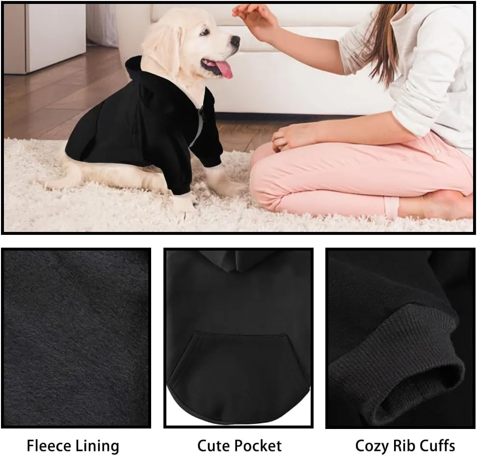 Dog Hoodie Pet Clothes, Soft Dog Sweatshirt, Warm Fleece Dog Hoodies for Small Medium Dogs, Winter Cold Weather Puppy Sweater with Pocket, Hooded Coat Costume Cat Apparel Outfit
