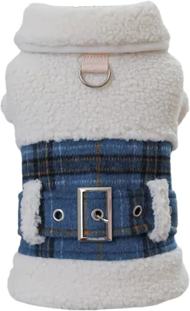 Dog Leather Jacket Fleece Lined Puppy Leather Coat Small Dog Winter Stylish Jacket Cold Weather Chihuahua Yorkie Warm Windproof Waterproof Coats Pet Christmas Holiday Birthday Dog Clothes