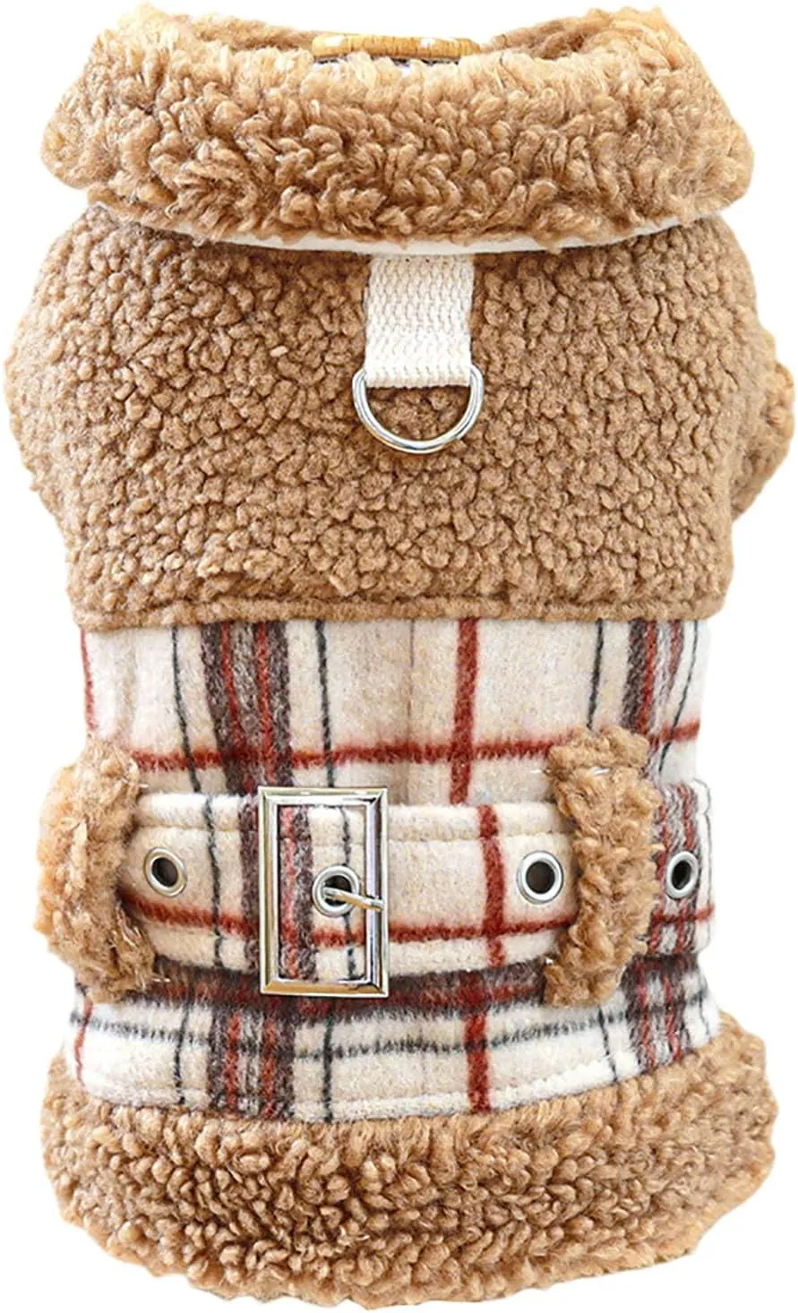 Dog Leather Jacket Fleece Lined Puppy Leather Coat Small Dog Winter Stylish Jacket Cold Weather Chihuahua Yorkie Warm Windproof Waterproof Coats Pet Christmas Holiday Birthday Dog Clothes