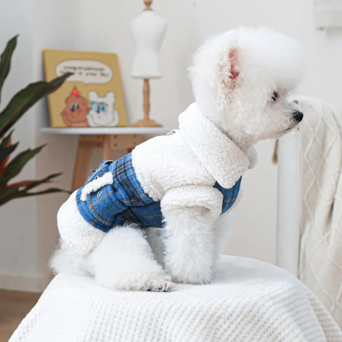 Dog Leather Jacket Fleece Lined Puppy Leather Coat Small Dog Winter Stylish Jacket Cold Weather Chihuahua Yorkie Warm Windproof Waterproof Coats Pet Christmas Holiday Birthday Dog Clothes