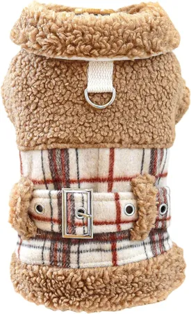 Dog Leather Jacket Fleece Lined Puppy Leather Coat Small Dog Winter Stylish Jacket Cold Weather Chihuahua Yorkie Warm Windproof Waterproof Coats Pet Christmas Holiday Birthday Dog Clothes
