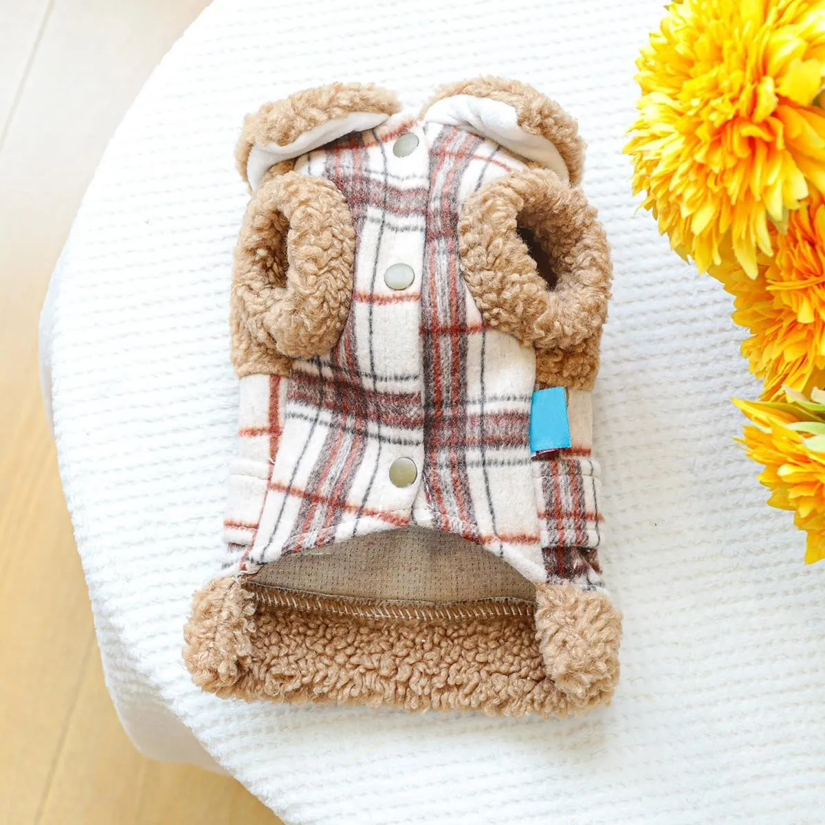 Dog Leather Jacket Fleece Lined Puppy Leather Coat Small Dog Winter Stylish Jacket Cold Weather Chihuahua Yorkie Warm Windproof Waterproof Coats Pet Christmas Holiday Birthday Dog Clothes