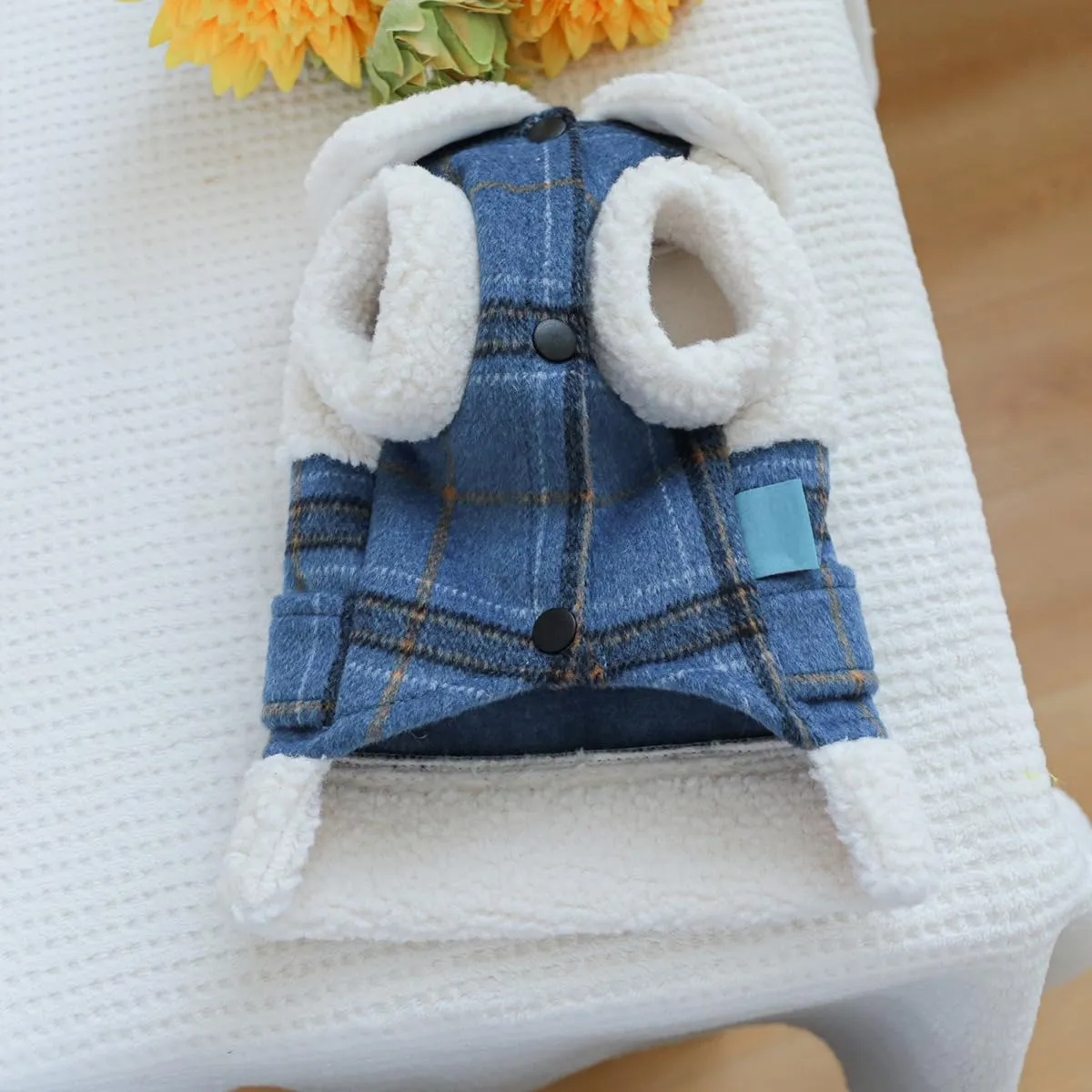 Dog Leather Jacket Fleece Lined Puppy Leather Coat Small Dog Winter Stylish Jacket Cold Weather Chihuahua Yorkie Warm Windproof Waterproof Coats Pet Christmas Holiday Birthday Dog Clothes