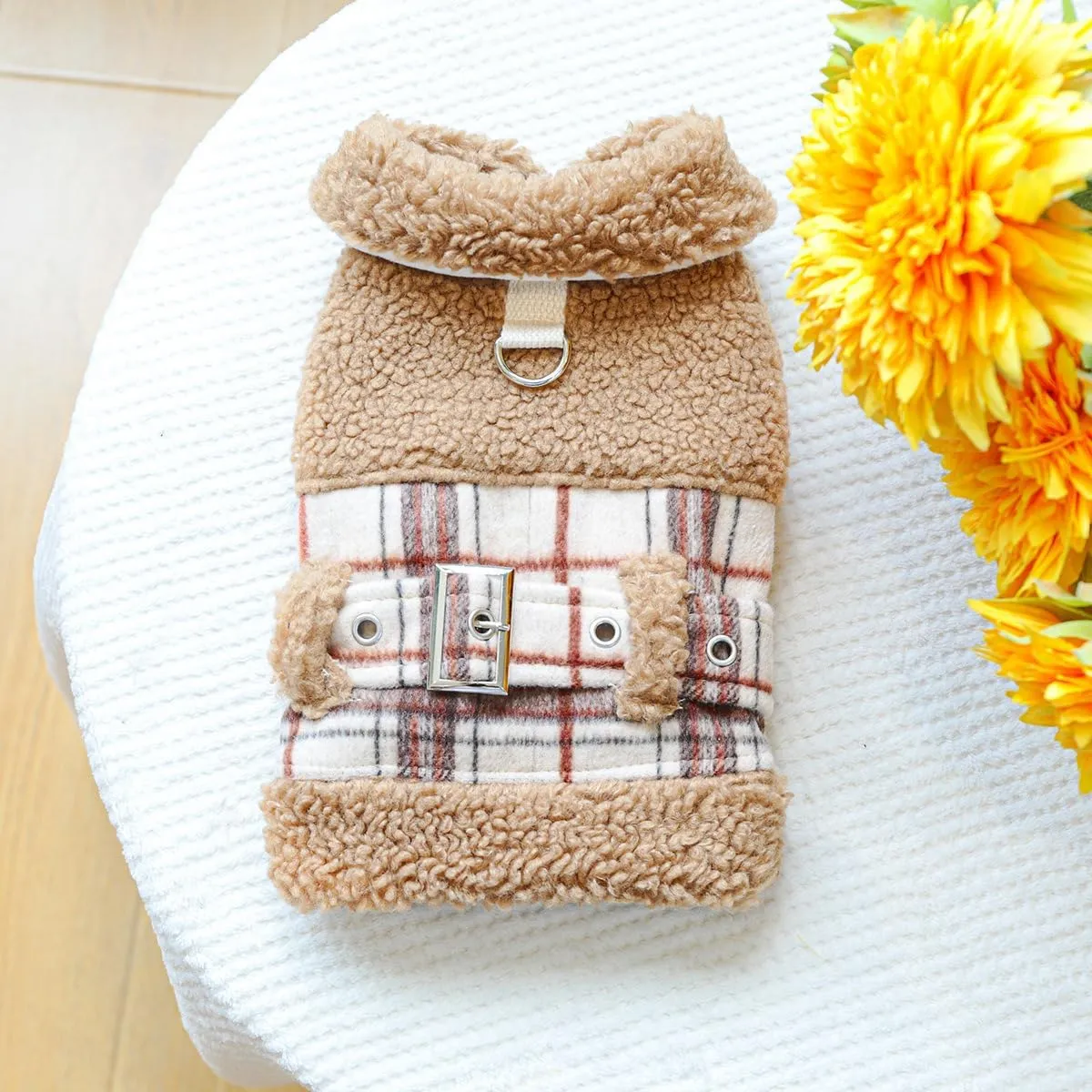 Dog Leather Jacket Fleece Lined Puppy Leather Coat Small Dog Winter Stylish Jacket Cold Weather Chihuahua Yorkie Warm Windproof Waterproof Coats Pet Christmas Holiday Birthday Dog Clothes
