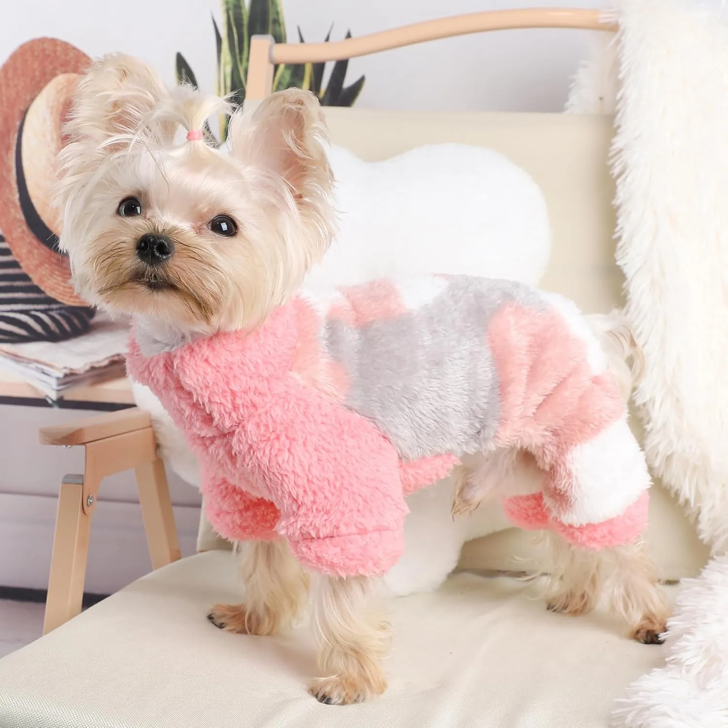 Dog Pajamas Pjs Spring Dog Sweaters for Small Dogs Warm Puppy Sweater Chihuahua Pet Clothes Onesie Coat for Yorkie Pet Jumpsuits Cat Apparel Outfits, XXS, Pink Camouflage
