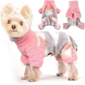 Dog Pajamas Pjs Spring Dog Sweaters for Small Dogs Warm Puppy Sweater Chihuahua Pet Clothes Onesie Coat for Yorkie Pet Jumpsuits Cat Apparel Outfits, XXS, Pink Camouflage