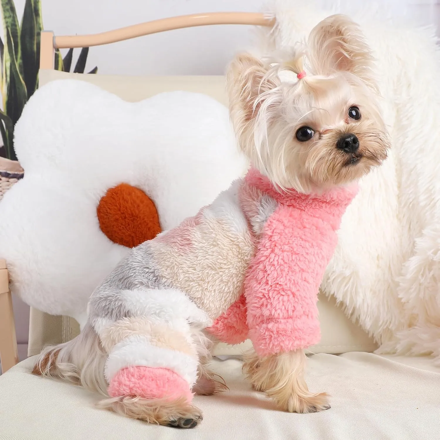 Dog Pajamas Pjs Spring Dog Sweaters for Small Dogs Warm Puppy Sweater Chihuahua Pet Clothes Onesie Coat for Yorkie Pet Jumpsuits Cat Apparel Outfits, XXS, Pink Camouflage