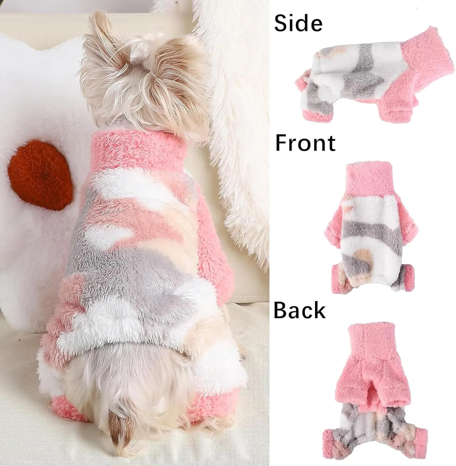 Dog Pajamas Pjs Spring Dog Sweaters for Small Dogs Warm Puppy Sweater Chihuahua Pet Clothes Onesie Coat for Yorkie Pet Jumpsuits Cat Apparel Outfits, XXS, Pink Camouflage