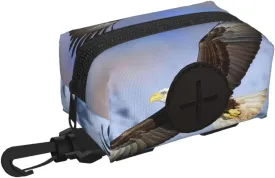 Dog Poop Bag Holder For Leash, Lightweight Dispenser For Pet Waste Bags Bald Eagle Flying Puppy Potty Carrier Small Doggy Zipper Pouch With Carabiner Clip