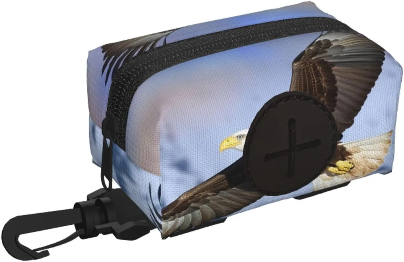 Dog Poop Bag Holder For Leash, Lightweight Dispenser For Pet Waste Bags Bald Eagle Flying Puppy Potty Carrier Small Doggy Zipper Pouch With Carabiner Clip