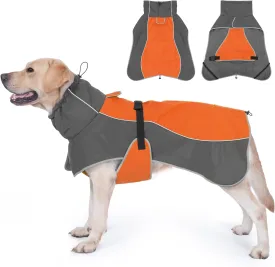 Dog Raincoat, Waterproof Dog Coat with Reflective Straps, Leash Hole & Polar Fleece Lining, Winter Snow Rain Coat for Small, Medium & Large Dogs, Warm, Windproof Vest Jackets