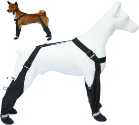 Dog Suspender Boots, Dog Paw Boot Leggings Anti-Slip, Waterproof Dog Shoes, Adjustable Suspender Boots for Winter Snow Hiking Raining, Dog Paws Protector(Size L)