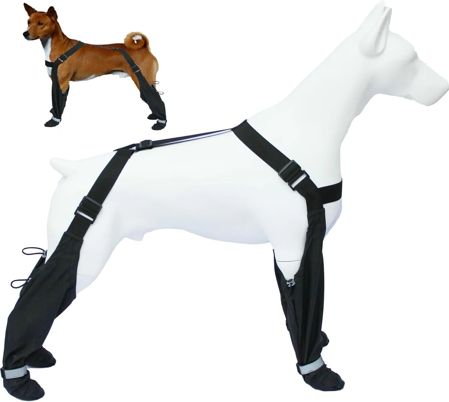 Dog Suspender Boots, Dog Paw Boot Leggings Anti-Slip, Waterproof Dog Shoes, Adjustable Suspender Boots for Winter Snow Hiking Raining, Dog Paws Protector(Size L)