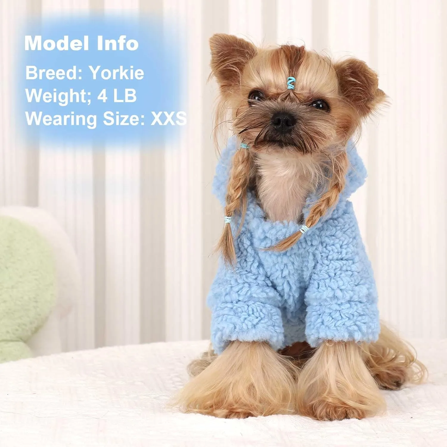 Fleece Dog Sweater, Winter Warm Smll Dog Clothes for Girls Boy, Puppy Hoodie Pullover Pet Clothes for Cat Puppy Chihuahua(Blue, XS)