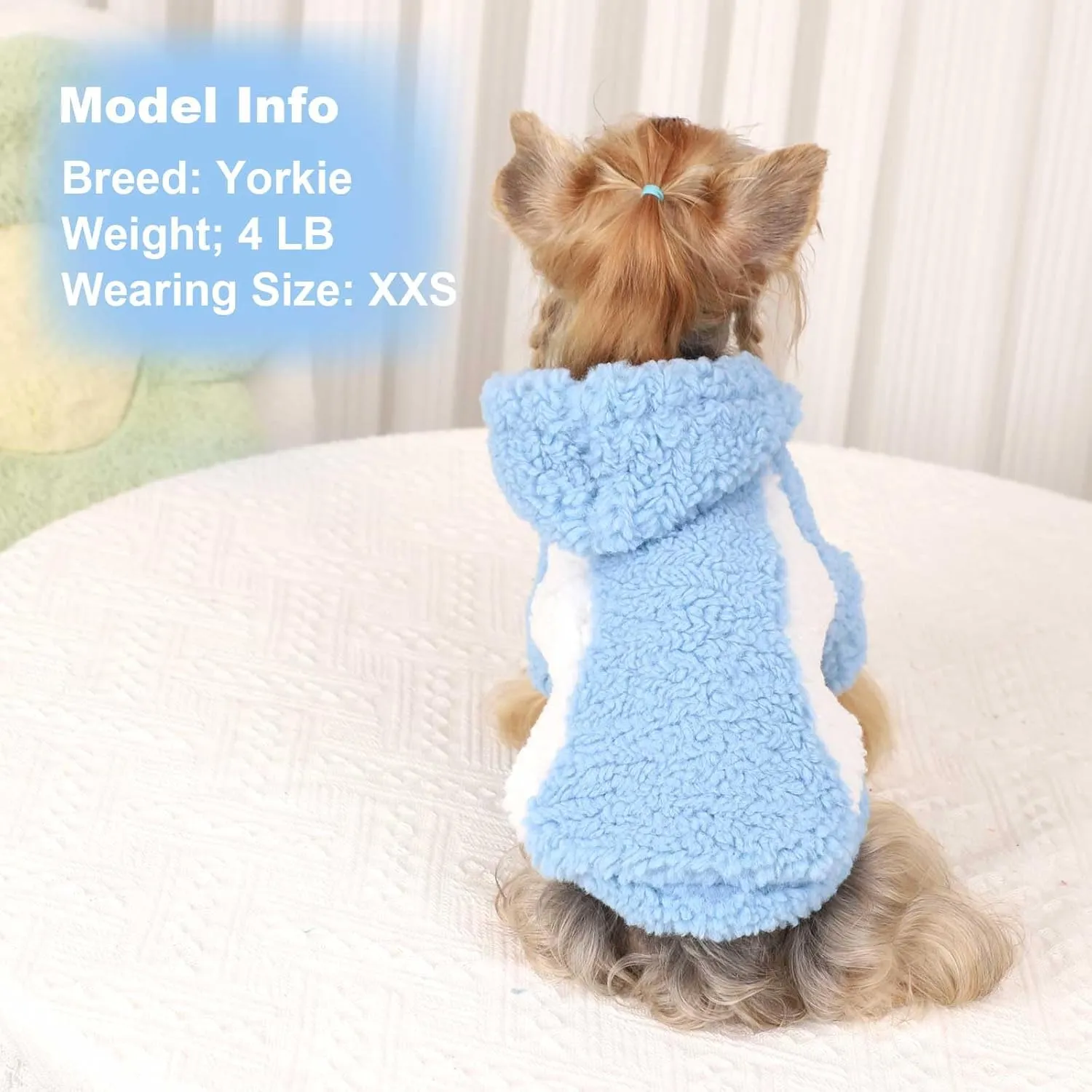 Fleece Dog Sweater, Winter Warm Smll Dog Clothes for Girls Boy, Puppy Hoodie Pullover Pet Clothes for Cat Puppy Chihuahua(Blue, XS)