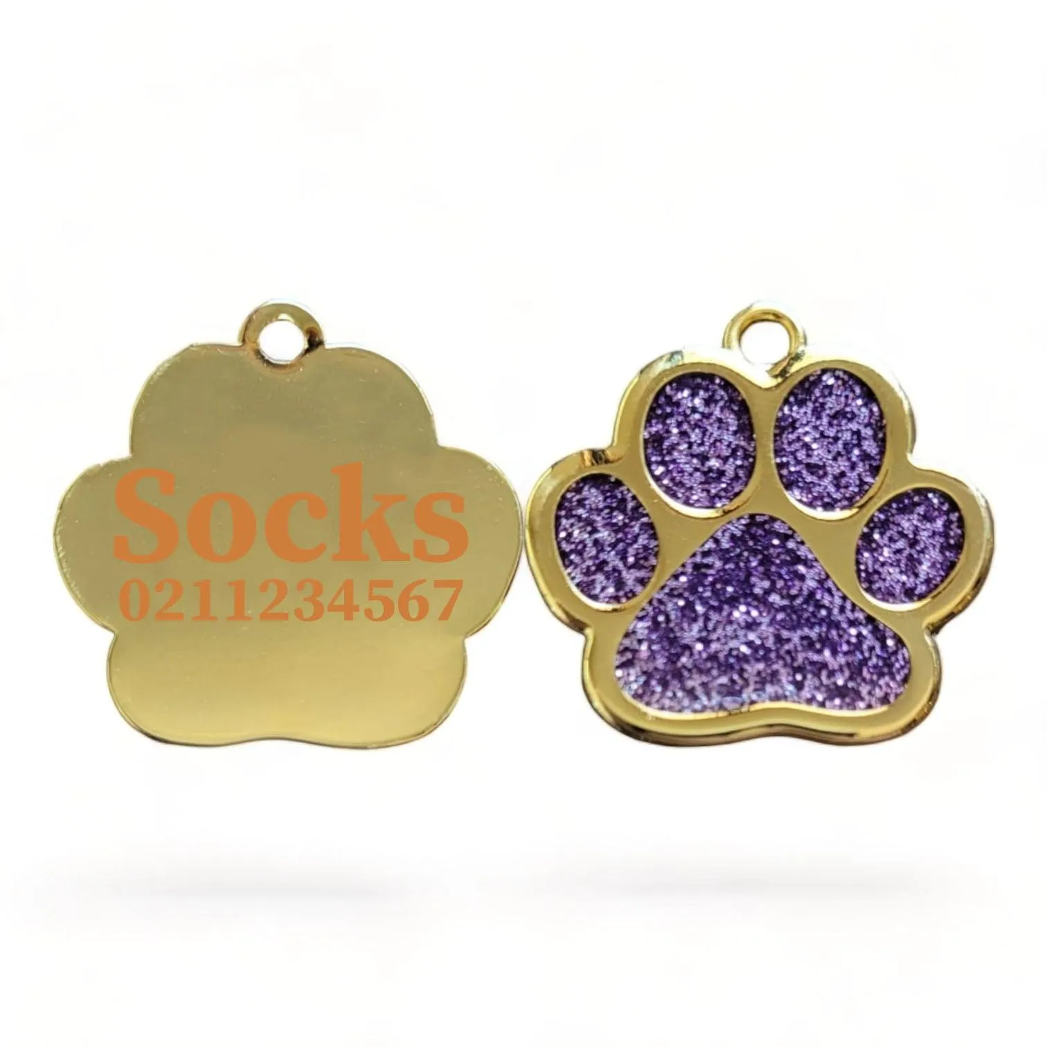 Gold Paw Print Cat & Dog ID Pet Tag