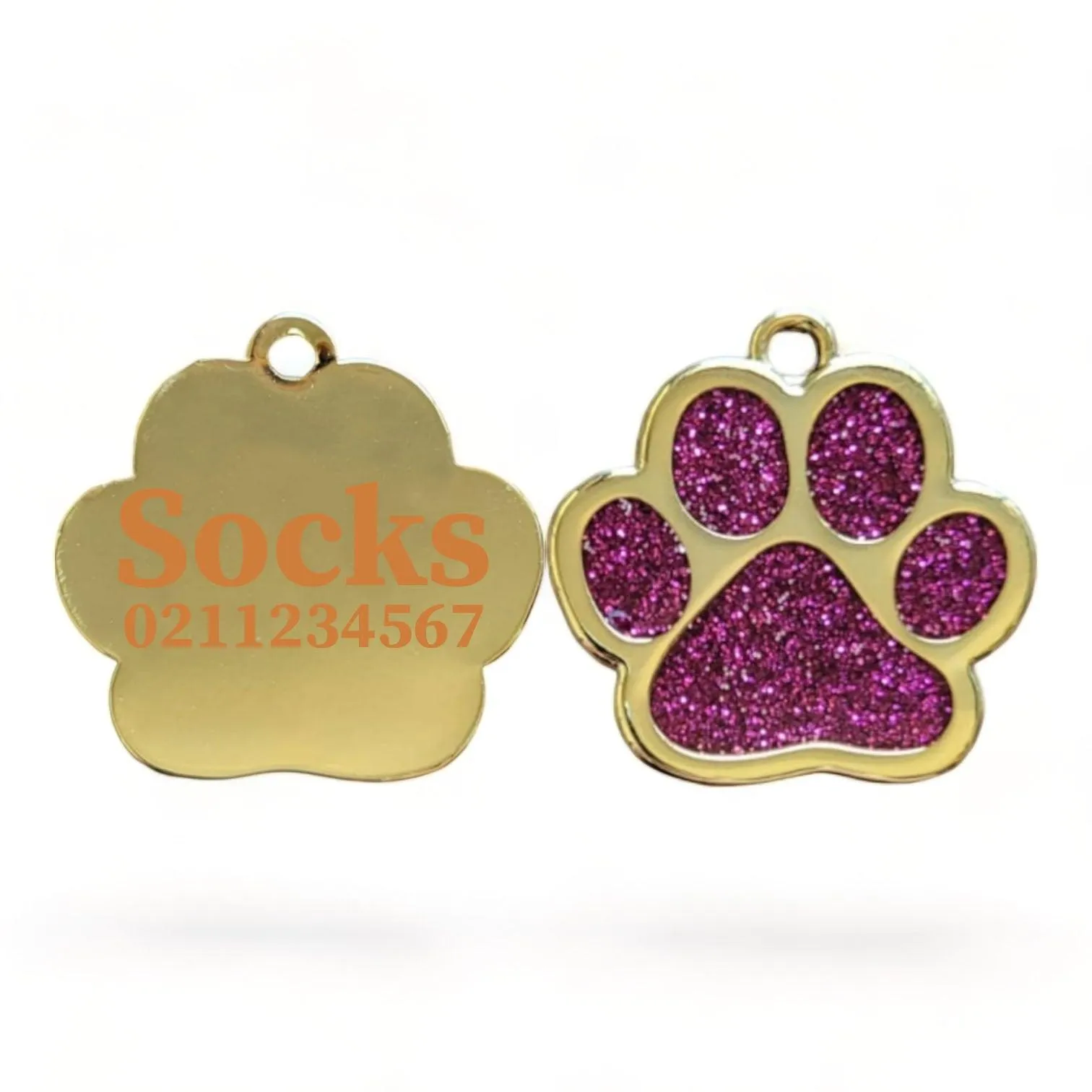 Gold Paw Print Cat & Dog ID Pet Tag