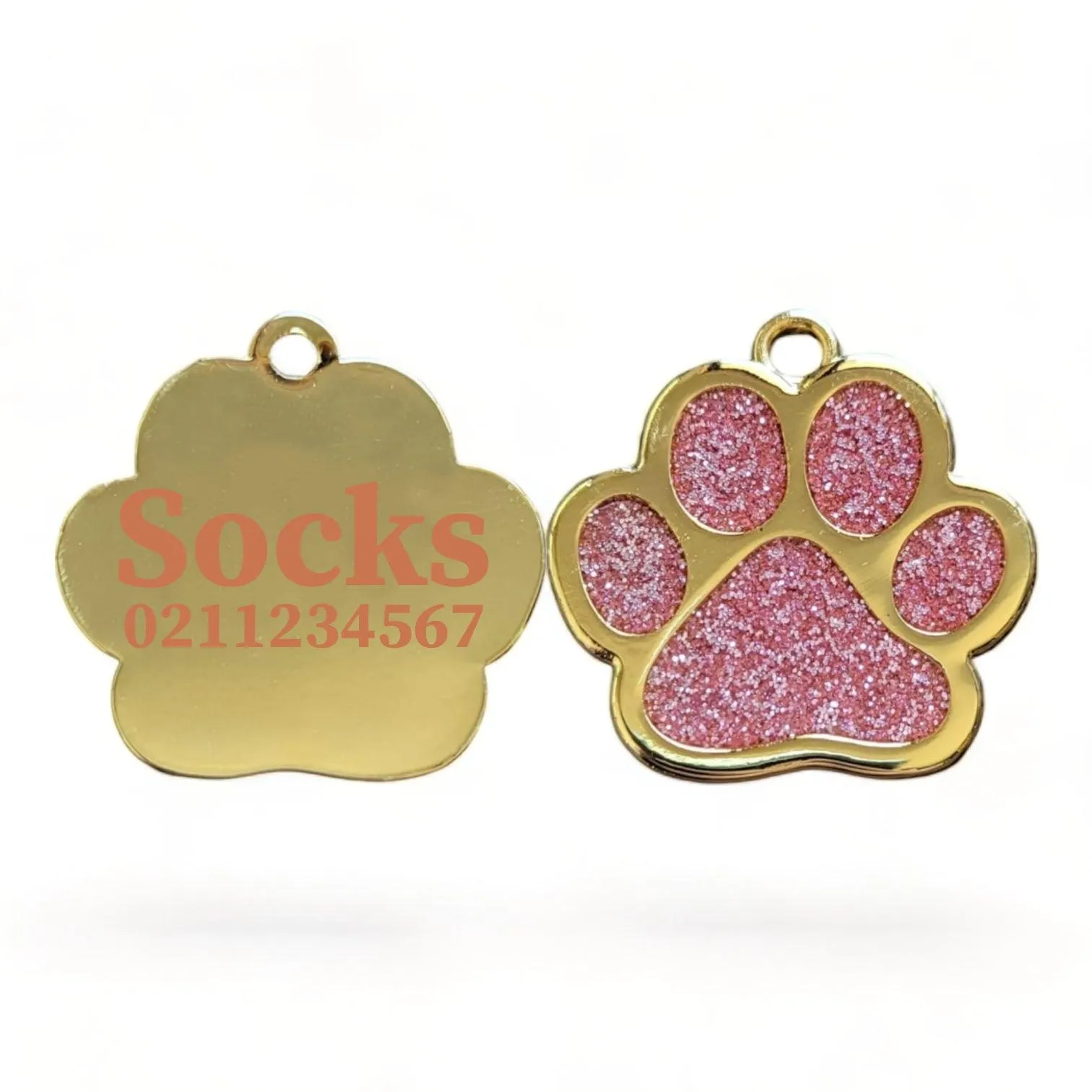 Gold Paw Print Cat & Dog ID Pet Tag