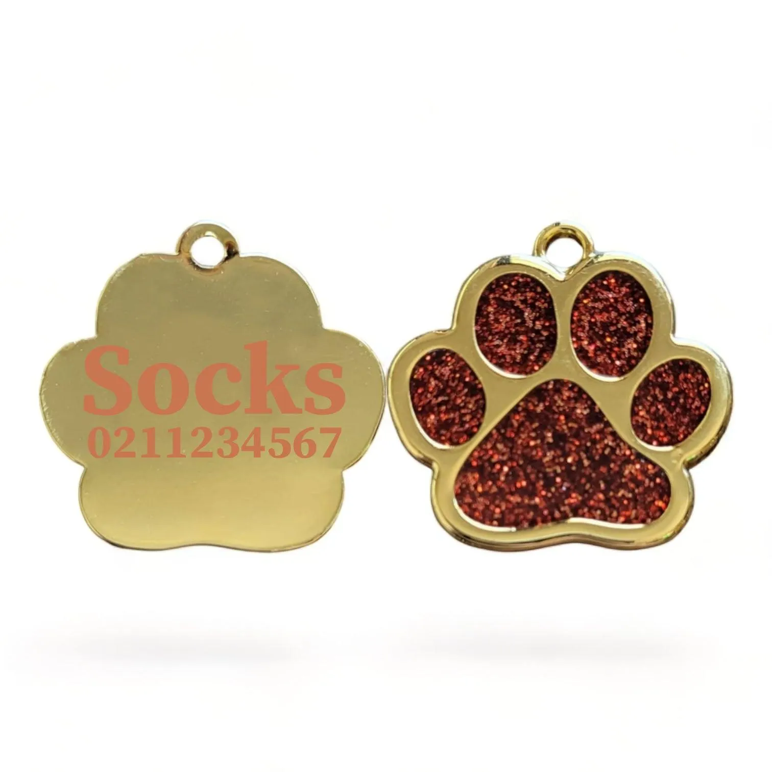 Gold Paw Print Cat & Dog ID Pet Tag