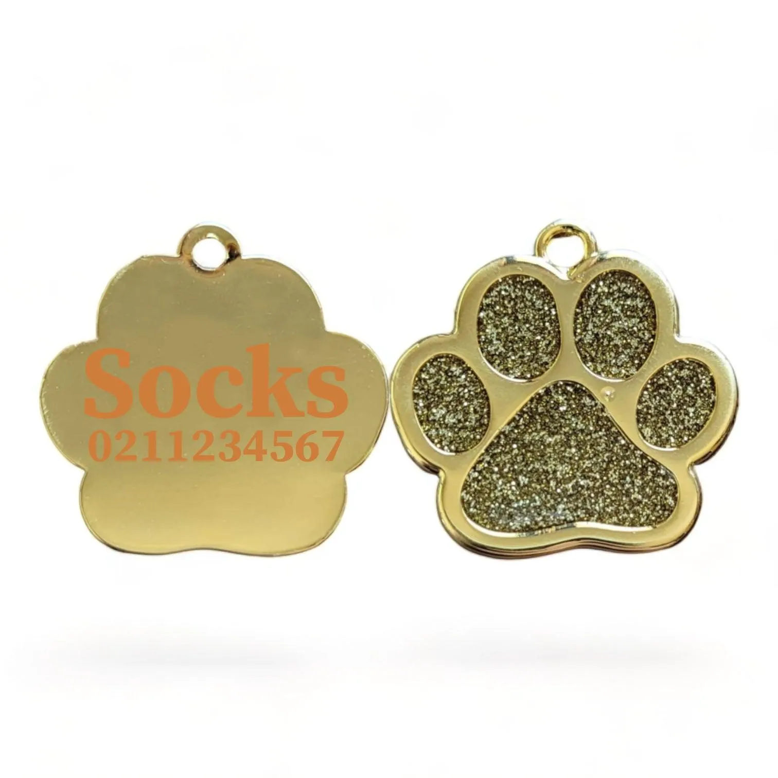Gold Paw Print Cat & Dog ID Pet Tag