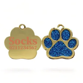 Gold Paw Print Cat & Dog ID Pet Tag