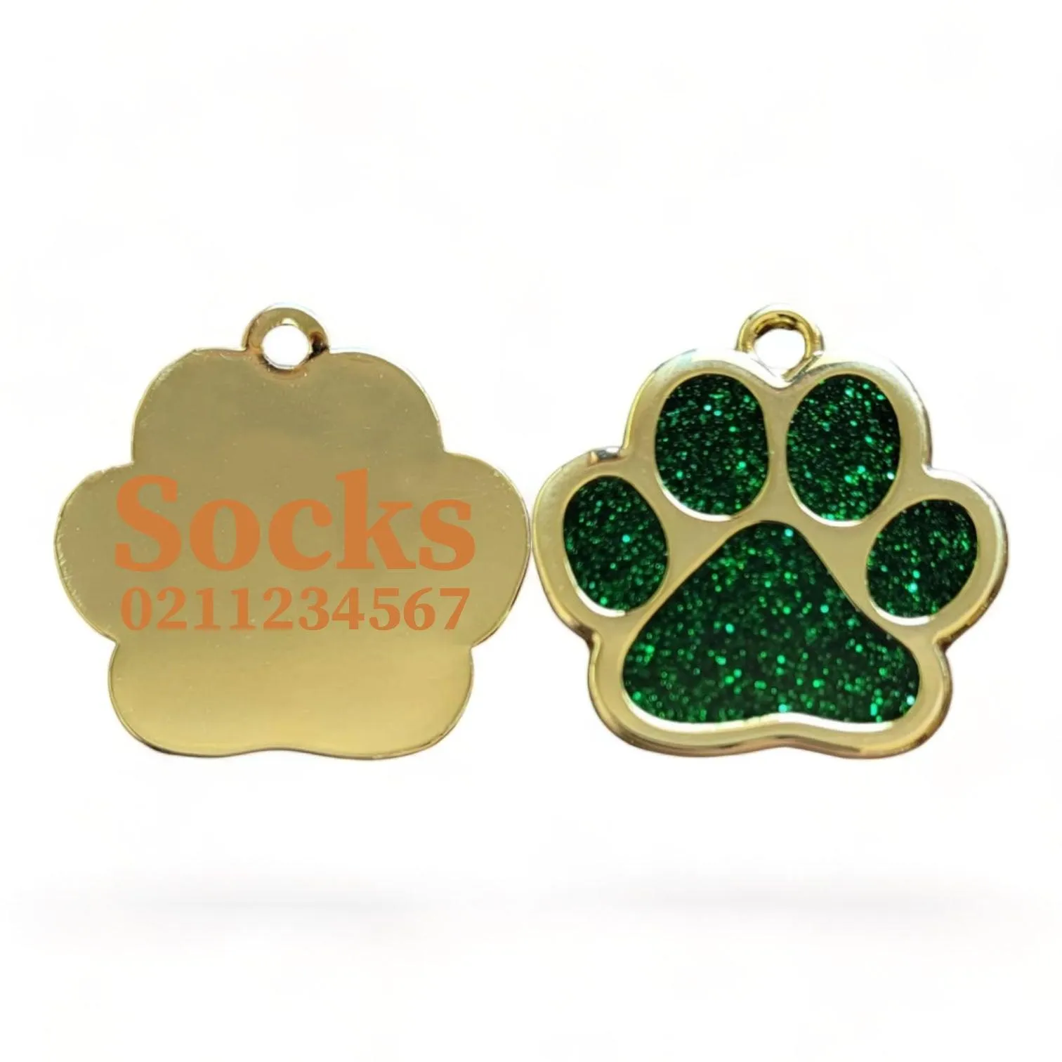 Gold Paw Print Cat & Dog ID Pet Tag