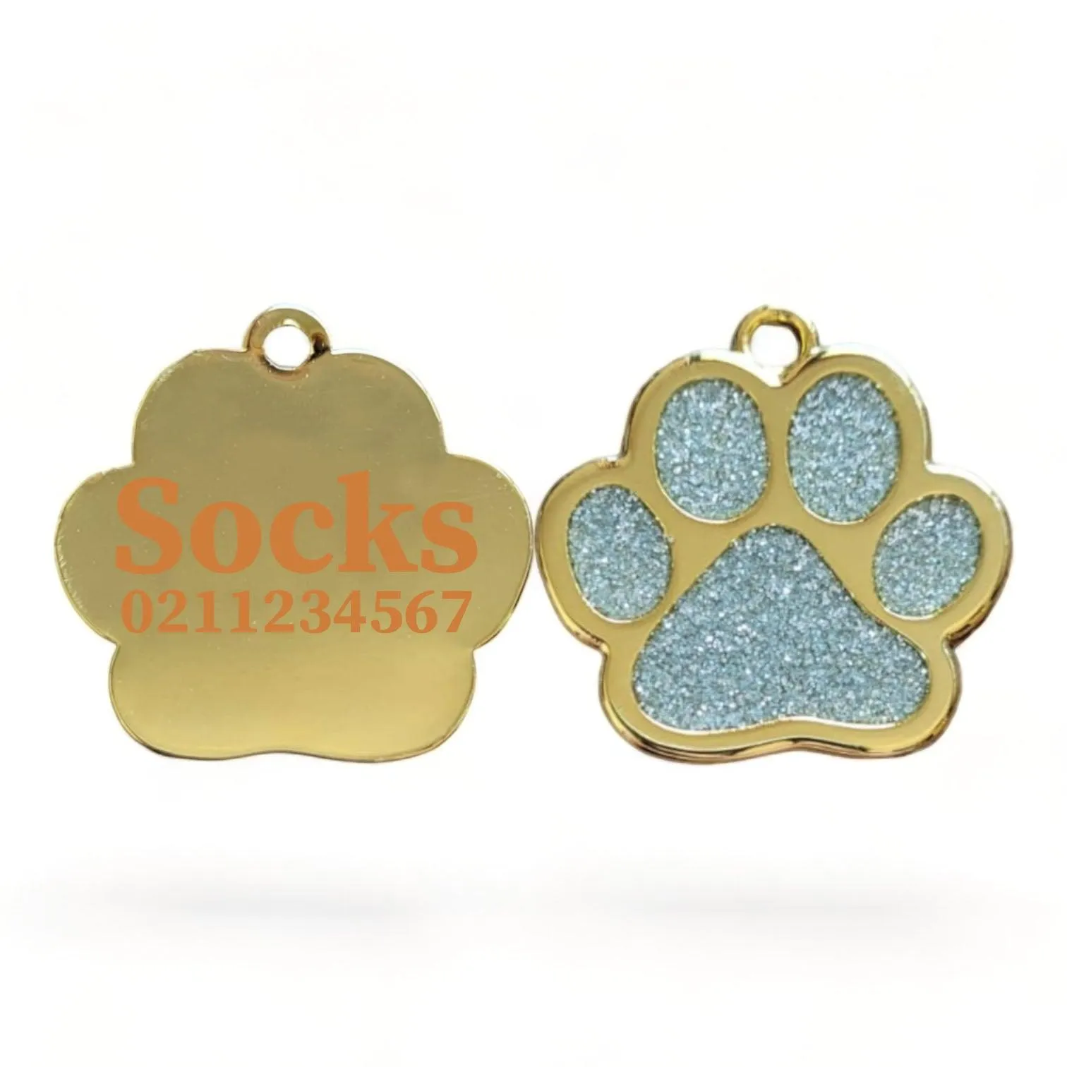 Gold Paw Print Cat & Dog ID Pet Tag
