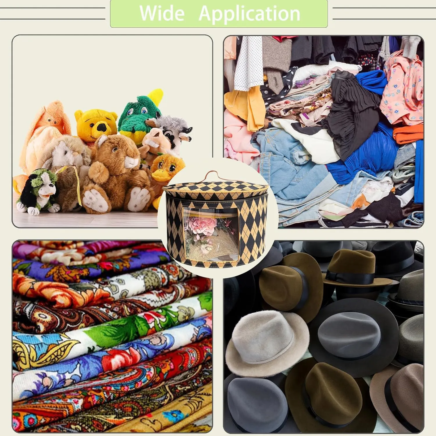 Hats Boxes for Women Storage Travel Organizer with Handles for Closet Wide Brims Hat Carrier Case with Cardboard Stuffed Animal Toy Organizer