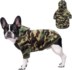 HDKUW Small Dog Hoodie, Camouflage Polar Fleece Dog Jacket with Leash Hole, Warm Dog Coat Outfits for Puppy Small Dogs Girl Boy Green S