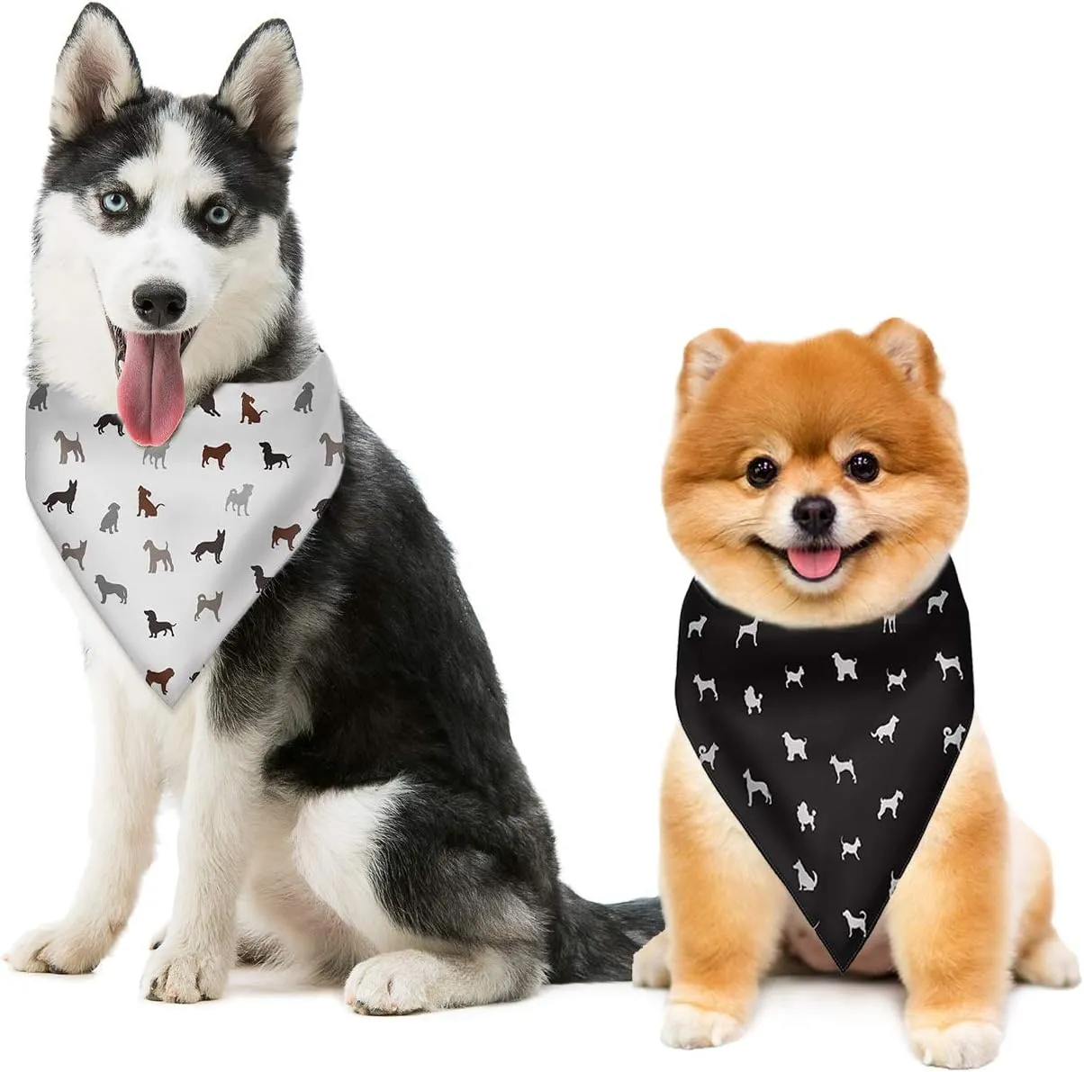 Howilath Dog Bandana - Black & White Houndstooth Washable Triangle Neckerchief - Colorful Bibs Scarf for Cats and Pets