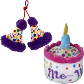 Huxley & Kent Cat Toy Bundle | Party Hats & Mewow Cake | Soft Plush Pounce Kitty Toy with Catnip and Crinkle