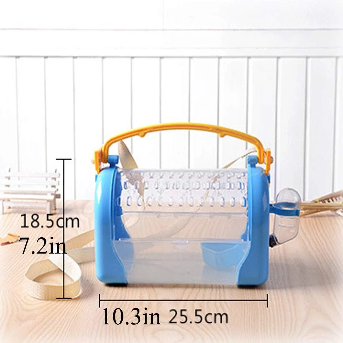 kathson Hamster Cage Travel Carrier Portable Cage with Water Bottle Outgoing Cage and Adjustable Strap Pet Cage for Small Pet Hedgehog Sugar Glider Squirrel MiceBlue