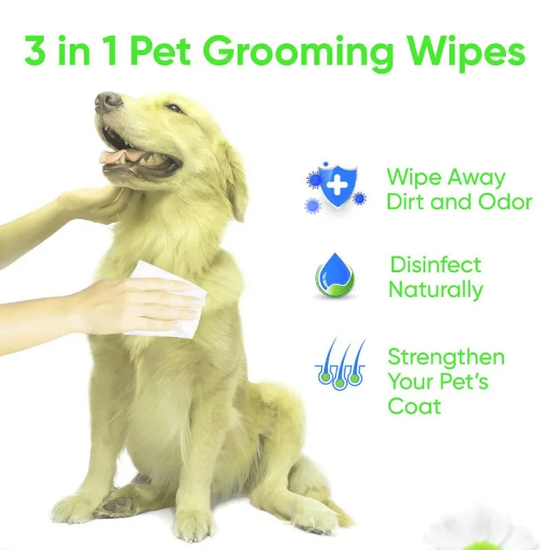KIVEMA Daily Pet Grooming Wipes for Dog, Cat and Puppies, Cleaning Face Butt Eyes Ears Paws and Body (100 Wipes Jar)