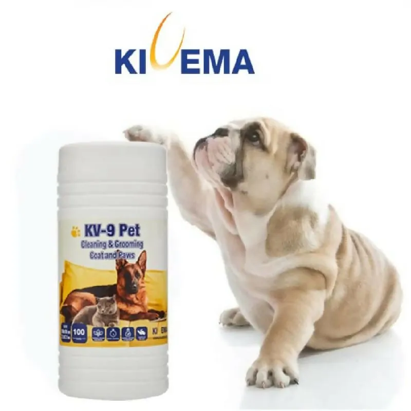 KIVEMA Daily Pet Grooming Wipes for Dog, Cat and Puppies, Cleaning Face Butt Eyes Ears Paws and Body (100 Wipes Jar)