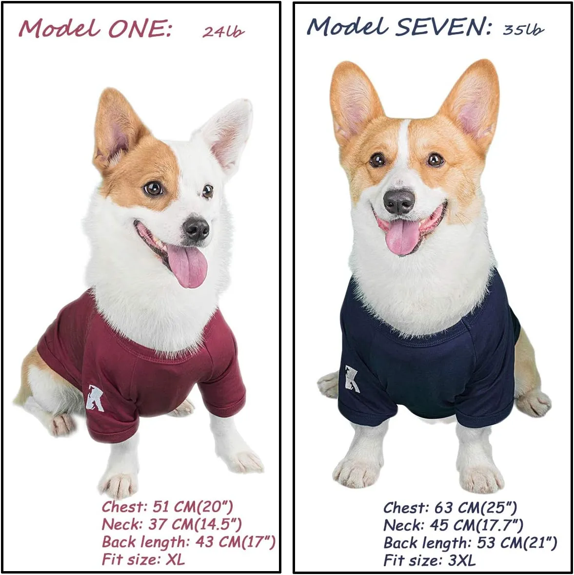Koneseve Dog Shirts Soft Cotton Dog Clothes Stretchy T-Shirt for Small Medium Large Dogs Cat Shirt Breathable Puppy Outfit Kitten Apparel Pet Pullover Tee Blank Basic Sweatshirt 2-Pack Blue & Red S