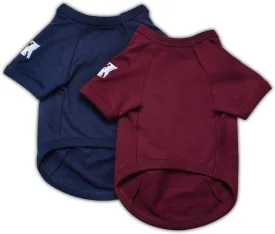 Koneseve Dog Shirts Soft Cotton Dog Clothes Stretchy T-Shirt for Small Medium Large Dogs Cat Shirt Breathable Puppy Outfit Kitten Apparel Pet Pullover Tee Blank Basic Sweatshirt 2-Pack Blue & Red S