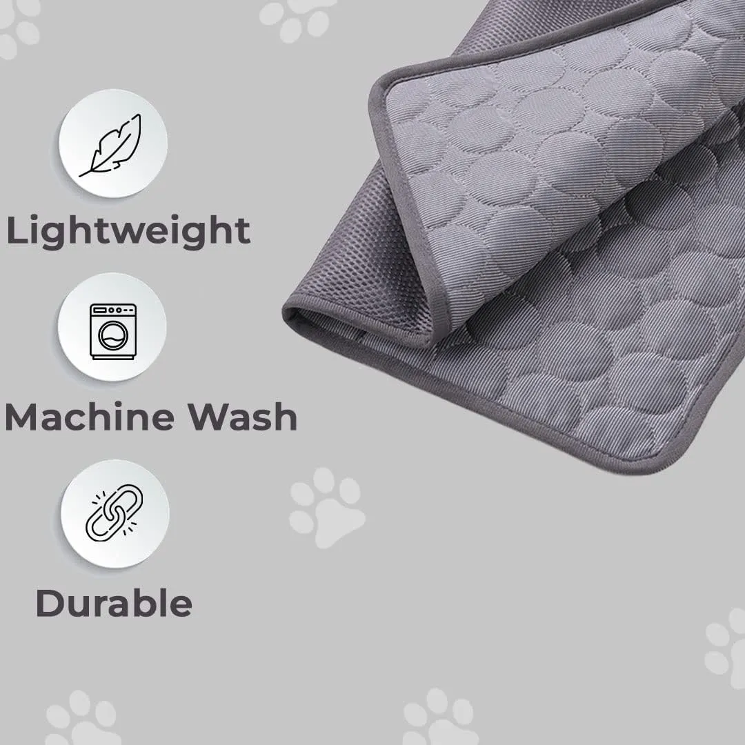 Kuber Industries Rectangular Dog & Cat Bed|Premium Cool Ice Silk Polyester With Bottom Mesh|MultiUtility Self-Cooling Pad For Dog & Cat|Light-weight & Durable Dog Bed|ZQCJ001DG-XL|Dark Grey(Pack Of 2)