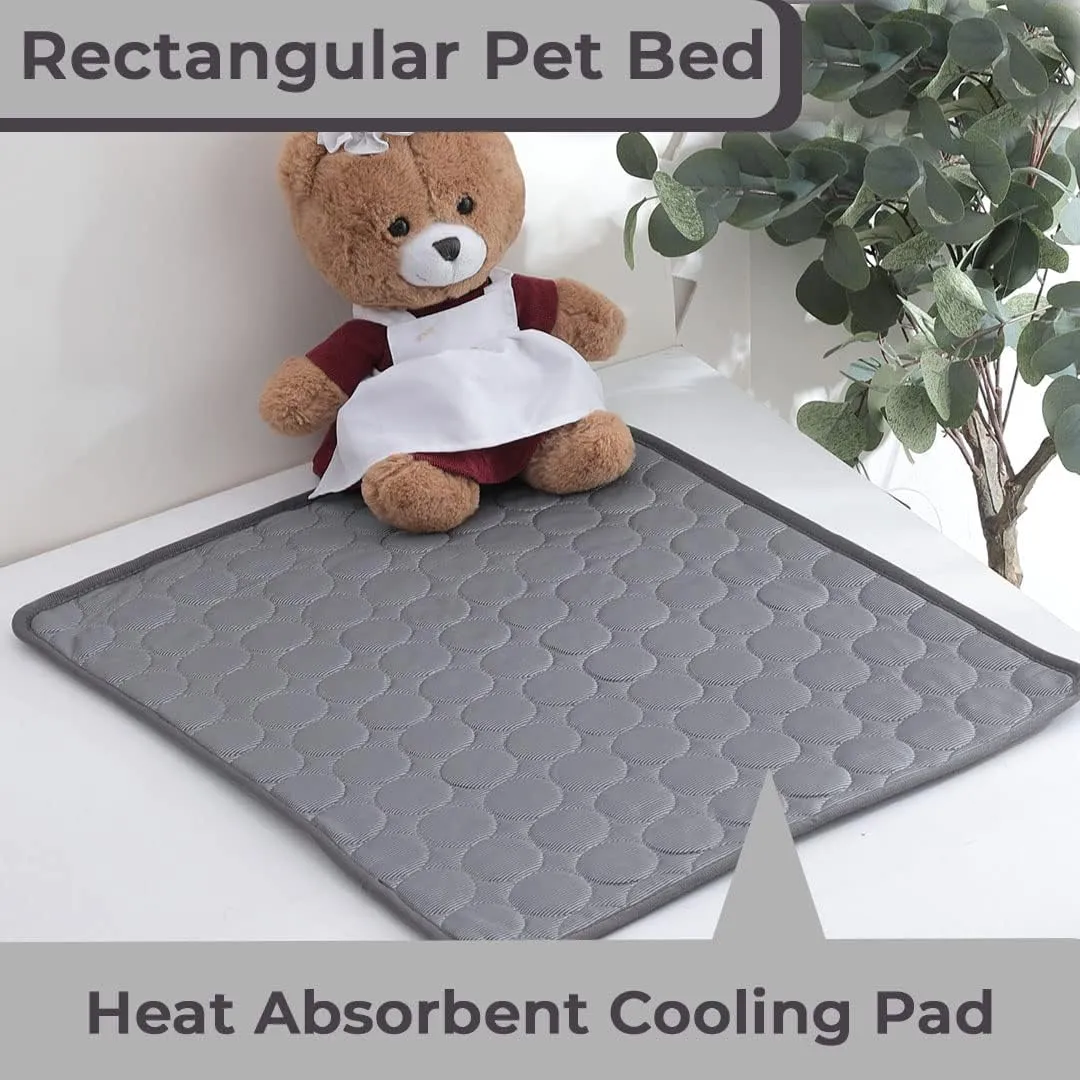 Kuber Industries Rectangular Dog & Cat Bed|Premium Cool Ice Silk Polyester With Bottom Mesh|MultiUtility Self-Cooling Pad For Dog & Cat|Light-weight & Durable Dog Bed|ZQCJ001DG-XL|Dark Grey(Pack Of 2)