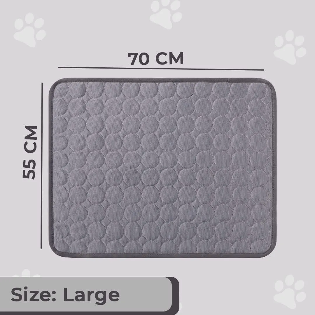 Kuber Industries Rectangular Dog & Cat Bed|Premium Cool Ice Silk Polyester With Bottom Mesh|MultiUtility Self-Cooling Pad For Dog & Cat|Light-weight & Durable Dog Bed|ZQCJ001DG-XL|Dark Grey(Pack Of 2)