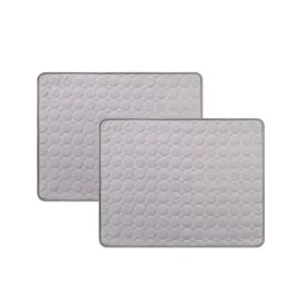 Kuber Industries Rectangular Dog & Cat Bed|Premium Cool Ice Silk Polyester With Bottom Mesh|MultiUtility Self-Cooling Pad For Dog & Cat|Light-weight & Durable Dog Bed|ZQCJ001DG-XL|Dark Grey(Pack Of 2)