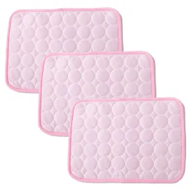 Kuber Industries Rectangular Dog & Cat Bed|Premium Cool Ice Silk with Polyester With Bottom Mesh|Multi-Utility Self-Cooling Pad For Dog & Cat|Light-weight & Durable Dog Bed|ZQCJ001P-XS|Pink(Pack Of 3)