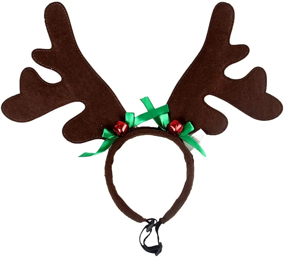 KUDES Dog Christmas Reindeer Antlers Headband Classic Elk Hat Headwear Pet Costumes Accessories