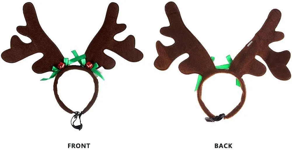 KUDES Dog Christmas Reindeer Antlers Headband Classic Elk Hat Headwear Pet Costumes Accessories