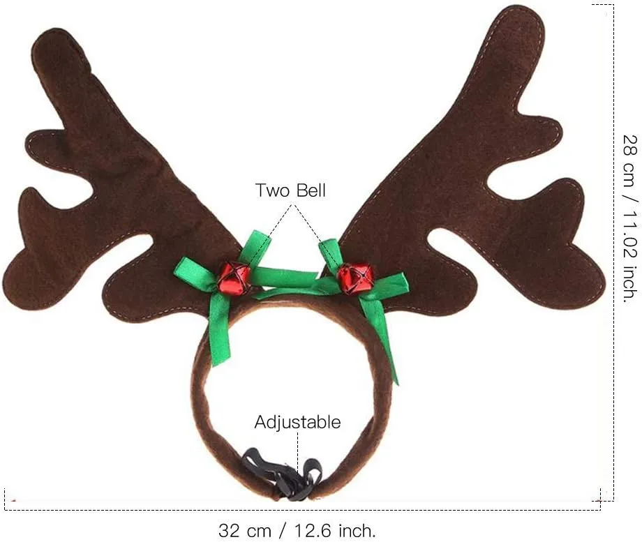 KUDES Dog Christmas Reindeer Antlers Headband Classic Elk Hat Headwear Pet Costumes Accessories