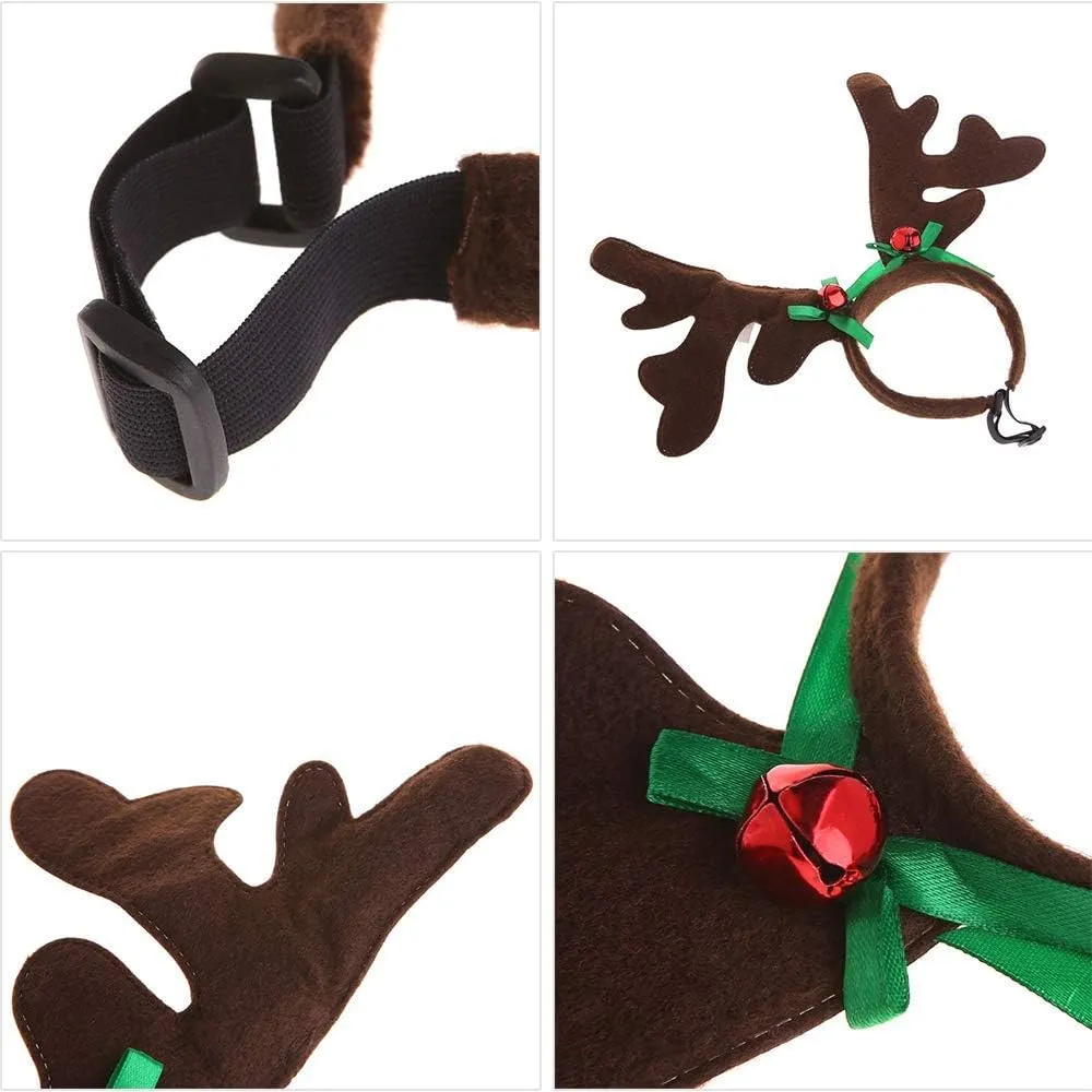 KUDES Dog Christmas Reindeer Antlers Headband Classic Elk Hat Headwear Pet Costumes Accessories