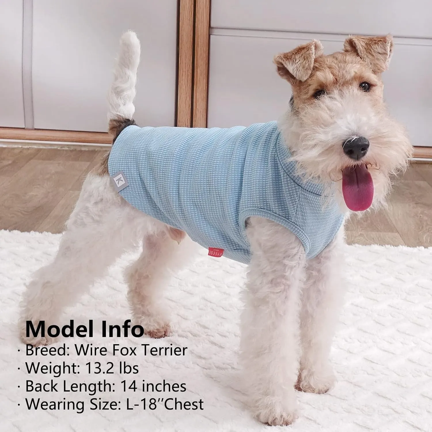 KYEESE 2Pack Dog Shirts Waffle for Small Dogs Stretchy Pet T-Shirts Lightweight Dog Tank Top Sleeveless Dogs Vest Breathable, X-Large, Blue Grey