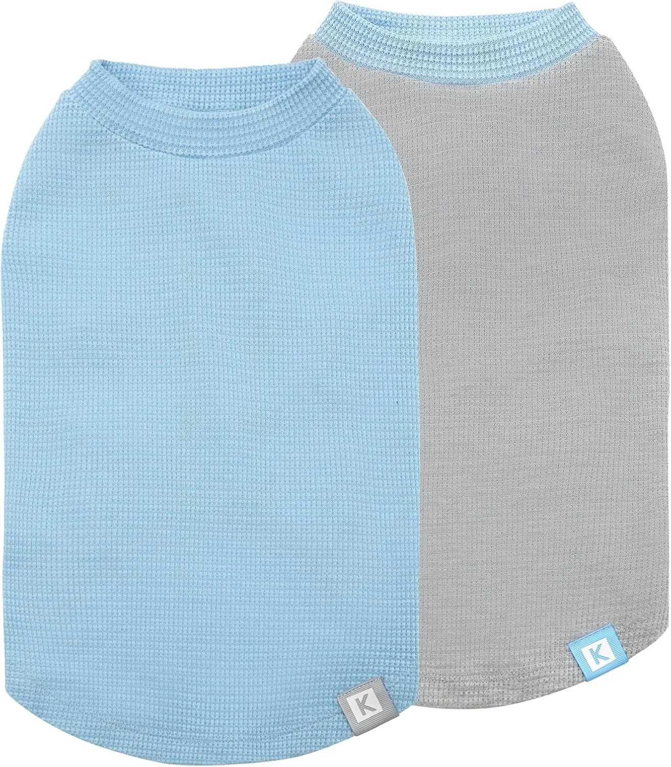 KYEESE 2Pack Dog Shirts Waffle for Small Dogs Stretchy Pet T-Shirts Lightweight Dog Tank Top Sleeveless Dogs Vest Breathable, X-Large, Blue Grey